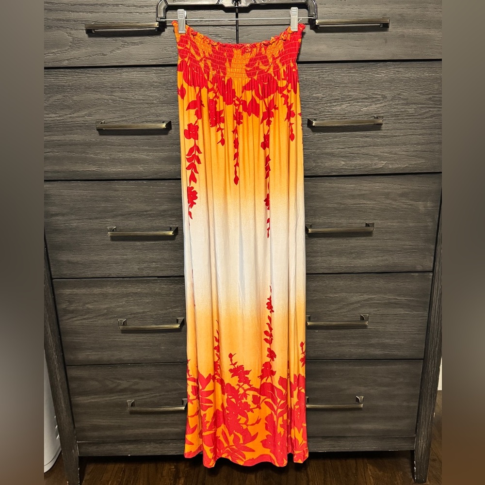 Elegant Red and Orange A-Line Skirt